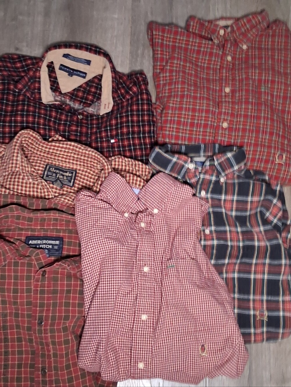 Abercrombie & Fitch And Tommy Hilfiger Vtg Flannel & Button-Down Shirts Bundle